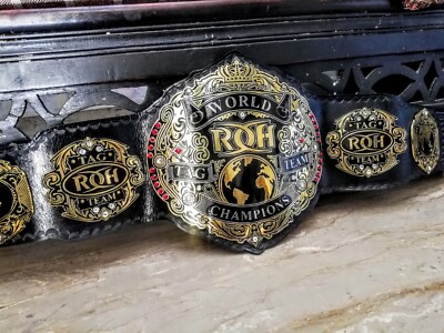 Roh Ring of honor World tag team Belt Championship belt Brass plates real leathe