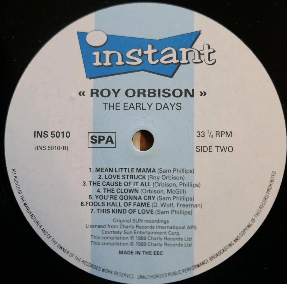 Roy Orbison The Early Days 1989 EX Vinyl Instant INS 5010 - Image 3 of 4