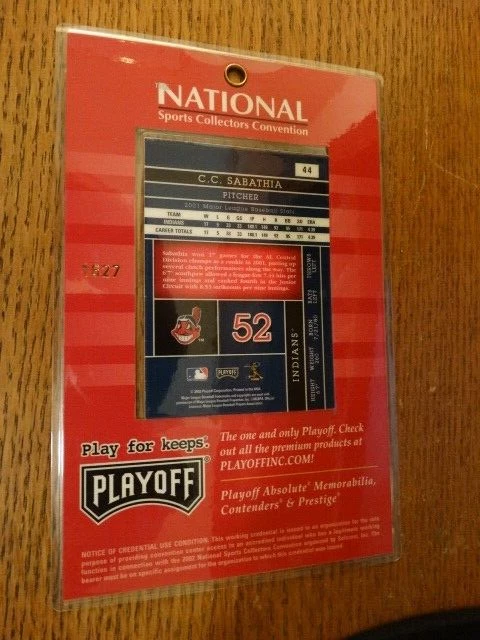 Credenciales de la Convención Nacional de Coleccionistas Deportivos 2002 #52 C C Sabathia Playoff Foto 2 de 2