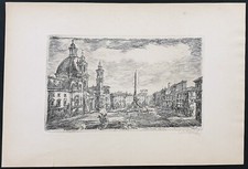 acquaforte 1956 firmata Arnoldo Ciarrocchi piazza navona veduta roma congresso