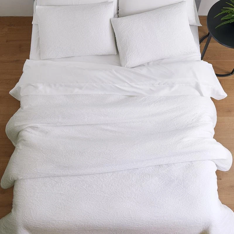 Juego de edredón floral de 3 piezas Matelasse funda de almohada completa reina transpirable suave Foto 3 de 4