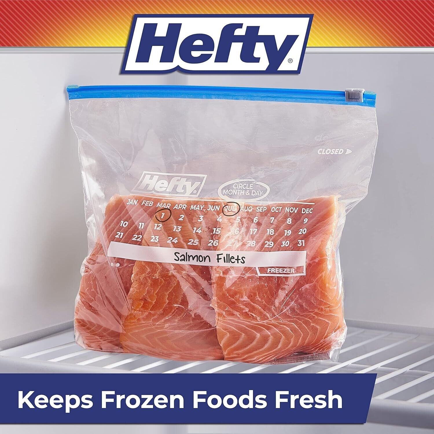  Hefty Slider Freezer Calendar Bags, Gallon Size, 100 Total Bags,  25 Count (Pack of 4) : Health & Household