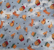 .75 yd Debbie Mumm Blue Cats Crafts Quilt Sewing Fabric