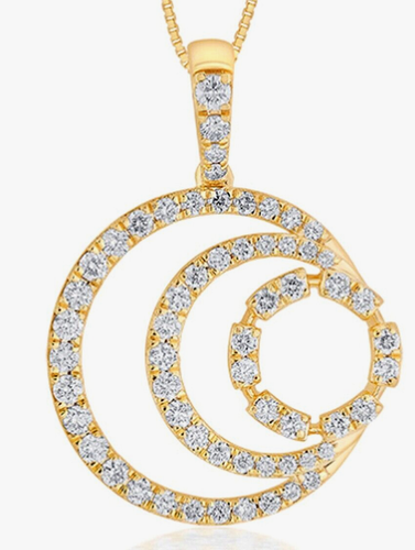 Pendentif En Or Jaune 14k Avec Coquillage émaillé Et 7 Diamants Naturels - 13.36 Carats, Inde