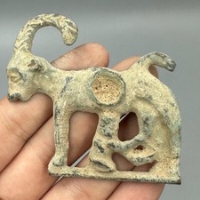 Rare Ancient Roman Bronze Belt Buckle In Form Of A Goat Animal