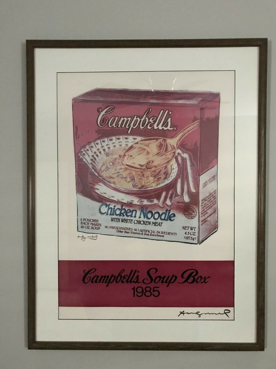 Hand Signed Andy Warhol 1985 Campbell's Soup Box Lithograph Framed