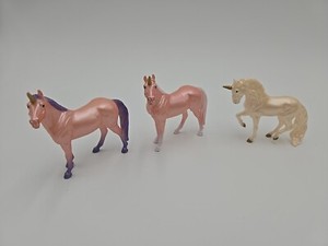Breyer Mini Unicorn Horses Pink Purple White Cream Lot Of 3 Figures Toys