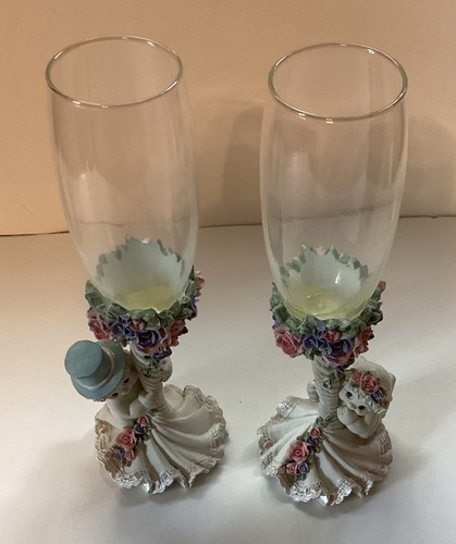 RARE 2000 Dreamsicles Wedding Champagne Flutes Make A Toast 11717 Bride & Groom - Picture 15 of 19