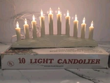 VTG white Christmas Window Candles Electric Candolier candelabra Works 10 Light