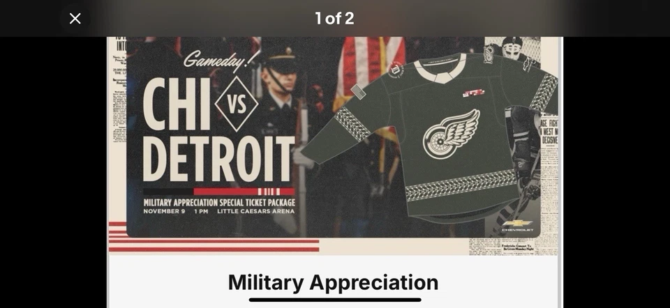 Detroit Red Wings Military Jersey - Military Appreciation Night 11/9/25 - XL SGA - Image 2 of 4