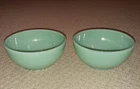Lot of (2) TWO VTG FIRE KING OVEN WARE JADEITE GREEN 5" CHILI SOUP CEREAL BOWLS