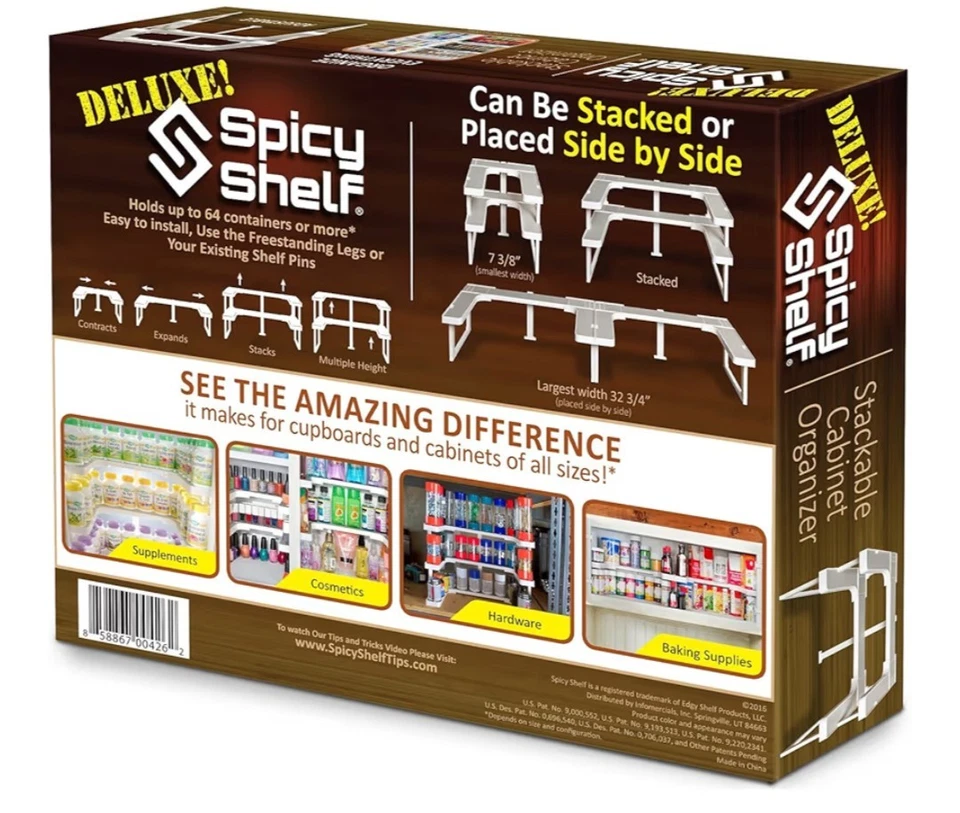 The Spicy Shelf Deluxe - Organizador de gabinete apilable - 1 juego de 2 estantes Foto 2 de 4