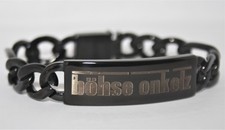 Massiv Edelstahl Armband mit Gravur Böhse Onkelz Panzerarmband schwarz 22 cm