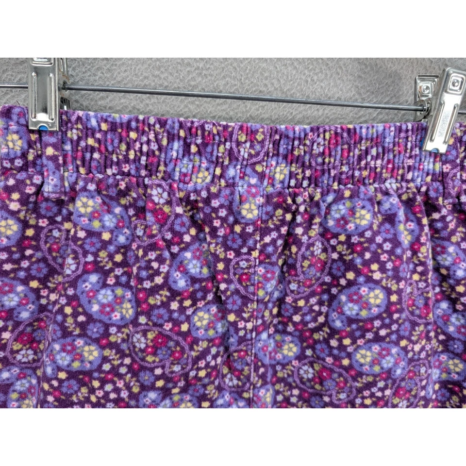 Pantalones de pana floral púrpura Connection para niñas talla 8 con cinturón pierna ancha Y2K Foto 4 de 4