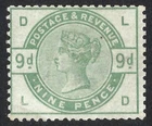 QV sg195 9d dull green (L-D) - fine mint example