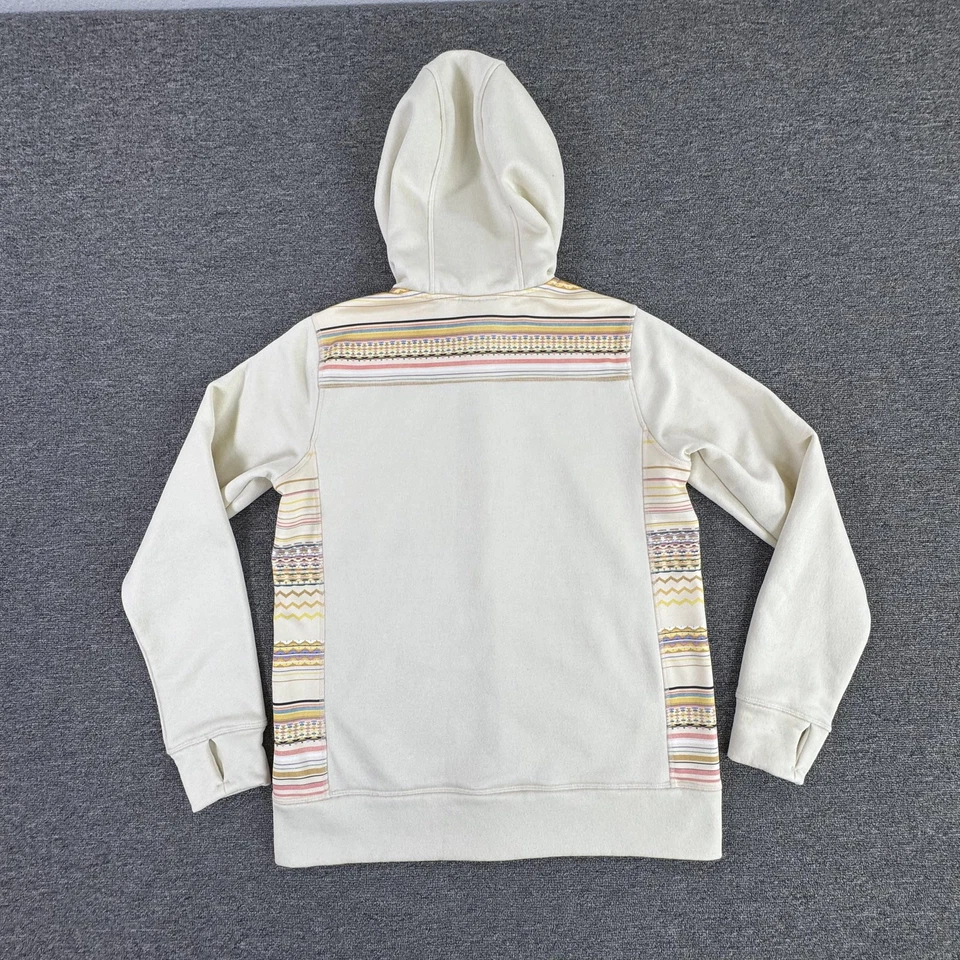 Sudadera con capucha Burton para mujer talla mediana Roble crema Cremallera completa Paneles de vellón a rayas Bolsillos Foto 4 de 4