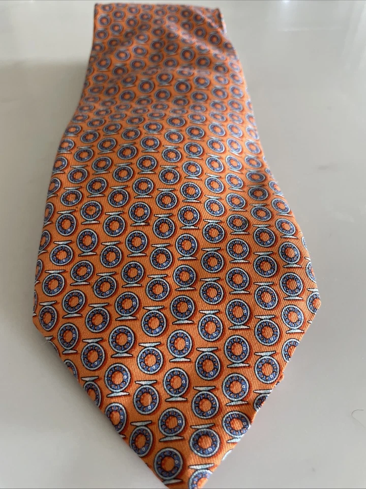 Corbata de cuello Vineyard Vines Limited para hombre personalizada color naranja geométrica 100 % seda Foto 4 de 4