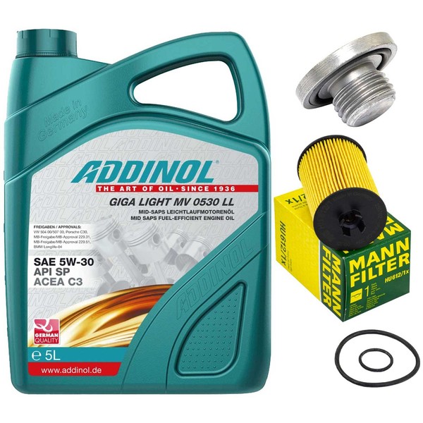 MotoröL Filter Set Addinol 5W-30 5 Liter + Schraube FüR Chevrolet Aveo Kalos 1.4-image