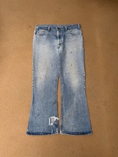 Vintage 70’s Levi’s 646 Orange Tab Bellbottom Flare Faded Denim Jeans Size 36x28