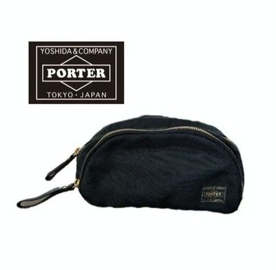 Porter Girl Shea Pouch Cosmetic Bag Nylon Polyester Gold Details Used