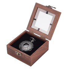 Wooden Pocket Watch Display Case Single Watch Gift Box with Clear Acrylic