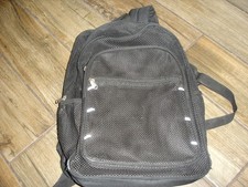 Black mesh school bag backpack 16" x 11" x 5" multi-zipper pockets