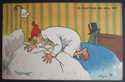 TOM BROWNE Comic A HUNTING WE WILL GO BETTWANZE FLOHJAGD LÄUSE IM BETT Humor