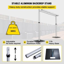 Backdrop Stand Double Rod Adjustable Background Stand Background Holder W/2 Base
