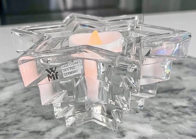 Vintage WMF Germany Lead Crystal Star Shaped Tapered Candle Holder