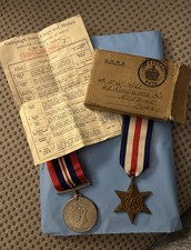 WW2 BOXED FRANCE GERMANY STAR & WAR MEDAL PAIR LEADING 