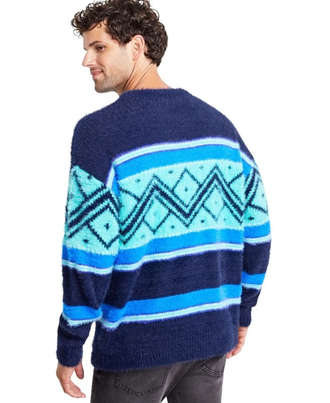 Suéter Charter Club Fair Isle cuello redondo para hombre (combo azul intrépido, X-grande) Foto 2 de 4