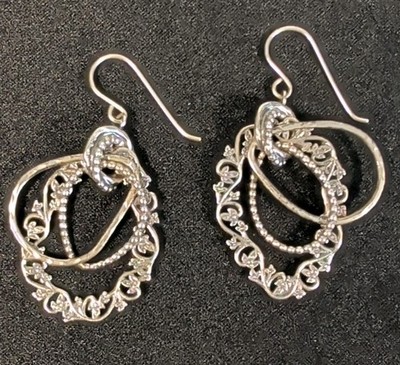 Sterling Silber 925 Ohrringe Paz Creation birnenförmig baumelt verbunden mit Perle