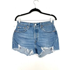 Levi's 501 Jean Shorts Size W28 / 6 Hidden Button Fly Distressed Frayed Hem
