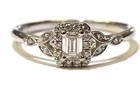 14k White gold .47CT VS2 SI1 H Emerald cut diamond halo engagement ring 2.6g 8.5
