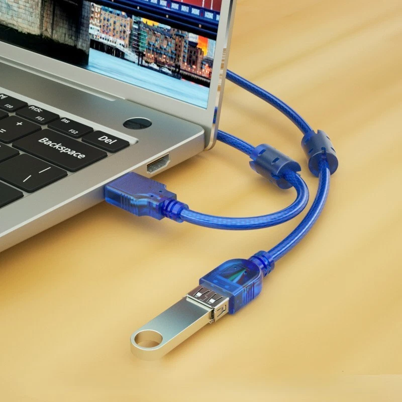 Blue USB 2.0 24AWG Copper EXTENSION Cable A Plug to Socket Lead 1m 1.5m 2m 3m 5m - Image 3 of 4