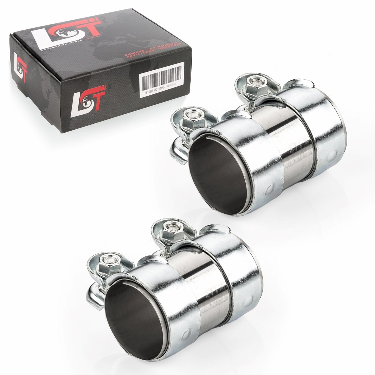 2x Exhaust Clamp Pipe Coupling System Ø 2 5/32x3 3/4in for Lancia Phedra Zeta