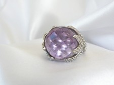 Vintage Sterling Silver 925 Natural Amethyst Claw Unique Ring Size 7.5