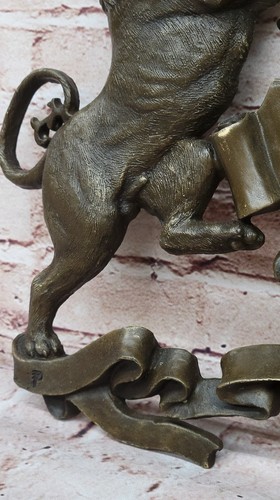 Hot Cast Signed Original French Artist Jean Patoue Royal Crest Sculpture Figure - Picture 8 of 10