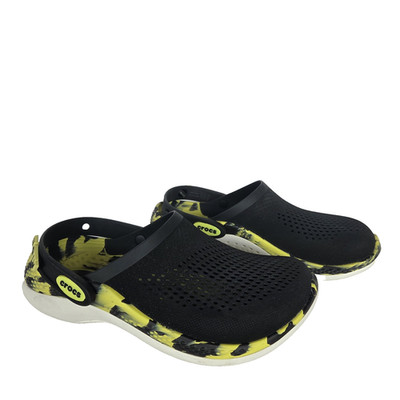 Crocs Lite Ride 360 Marbled Clogs Unisex Mens 5 Womens 7 Black Yellow  Mesh Top