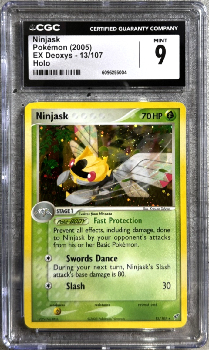 Pokemon Card Ninjask Holo Rare CGC 9 Mint, EX Deoxys 13/107, 2005