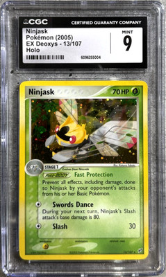 Pokemon Card Ninjask Holo Rare CGC 9 Mint, EX Deoxys 13/107, 2005