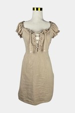 Nasty Gal Beige Linen Mini Dress