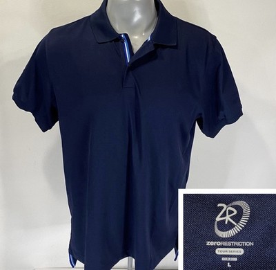Zero Restriction Tour Series Polo Performance L Large Navy Shirt Short Sleeve