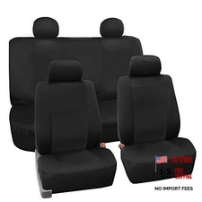 Car Seat Covers Full Set Black Neoprene - Universal Fit Waterproof Solid Black