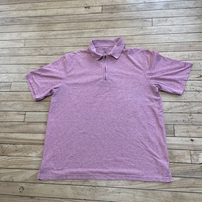 EXOFFICIO Zip Up Polo Shirt L Men Pink Rose Active Exo Dri Short Sleeve Tee 46''