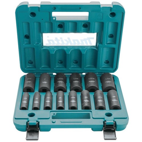 Makita A-96372 1/2 Zoll Antrieb 6-Punkt 14 Stck. Deep Well Schlagschrauber Steckschlüsselsatz