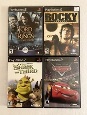 PS2 Movie Game Lot | Rocky, Lord Of The Rings Two Towers, Shrek The 3rd & Cars