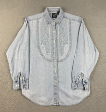 Gap Ruffle Bib VTG Denim Shirt Women s Small ...
