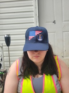 Police Hat with American Flag and Badge Emblem