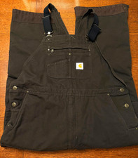 Men's Carhartt Washed Duck Insulated Bib Overall Dark Brown  104031-DKB Reg-XL